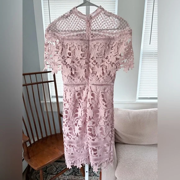 Chi Chi London Blush Pink Crochet Lace Midi Dress size 2 - Picture 4 of 9